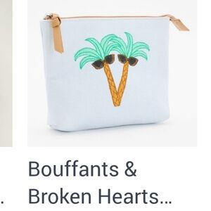 White Cosmetic Bag with Palm Tree Design